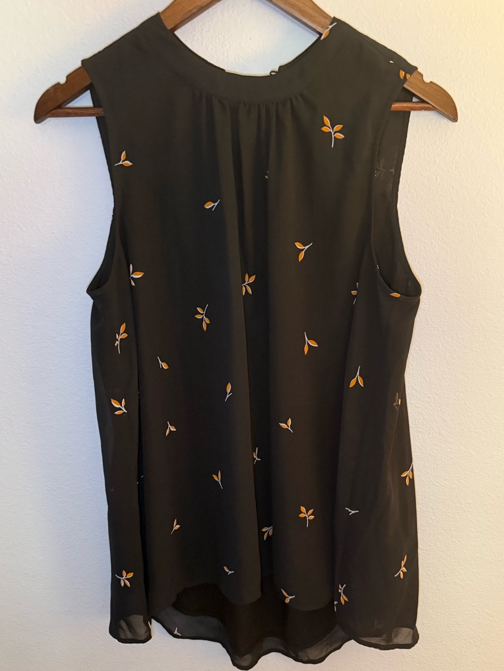 DR2 Black Sleeveless Camisole with Yellow Floral Motif